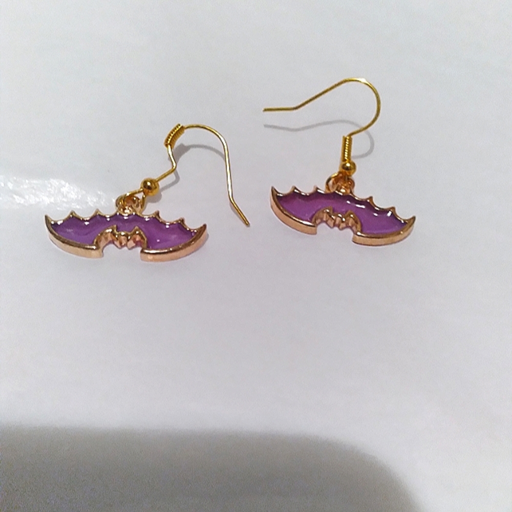 Handmade Stained Glass Bat Earrings